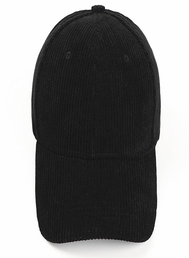 Ptduabenlu Baseball Cap for Men Women Adjustable Sports Hat Vintage Corduroy Hat Trucker Cap Black - Image 3
